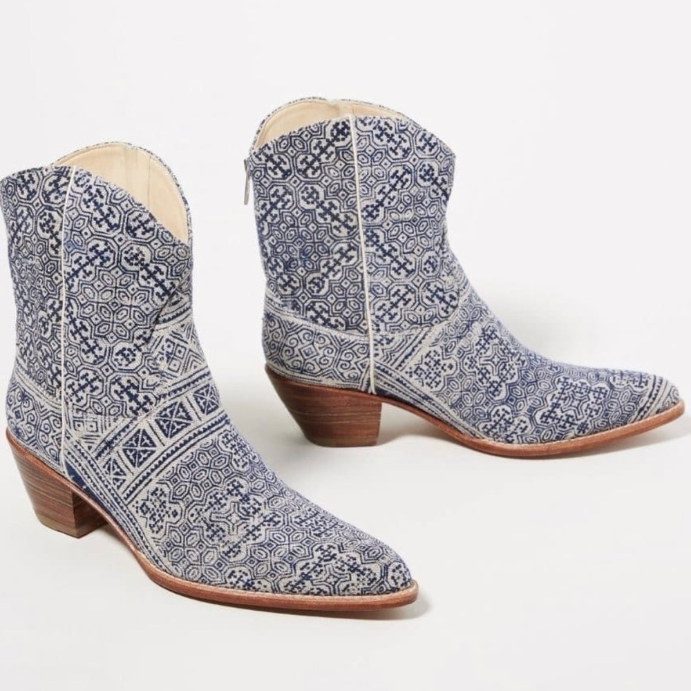 Euc Tile Mosaic Indigo Western Boots X Anthropologie. Size 36 — image 2 of 8